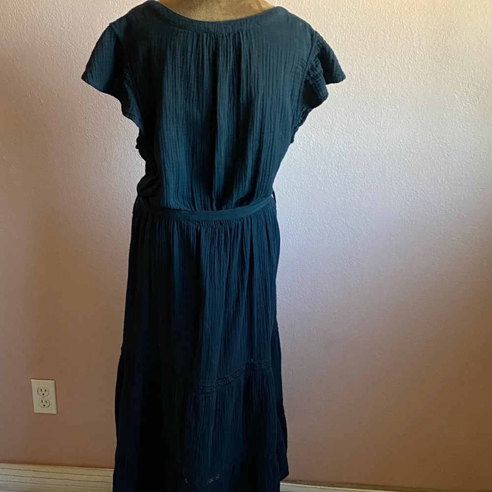 CATHERINE MALANDRINO 100% Organic Cotton,Black Midi Dress - Picture 4 of 11